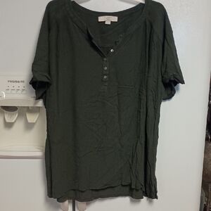 LOFT Plus Dark Green Blouse. With Button Closure.  Worn Only Worn A Few Times